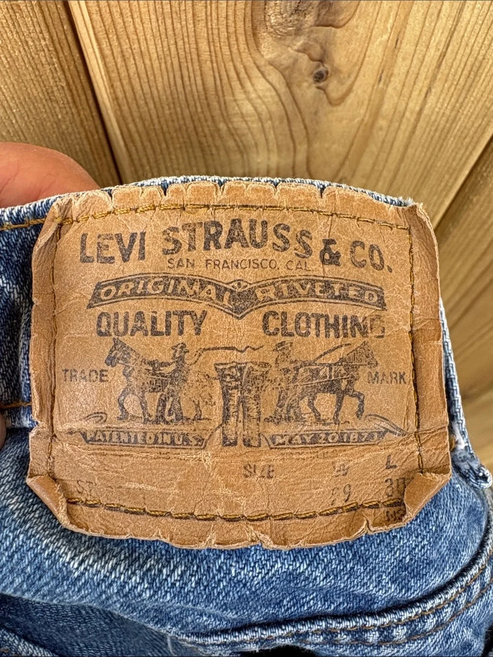 Levi's Medium Blue Denim Frayed Hem Shorts